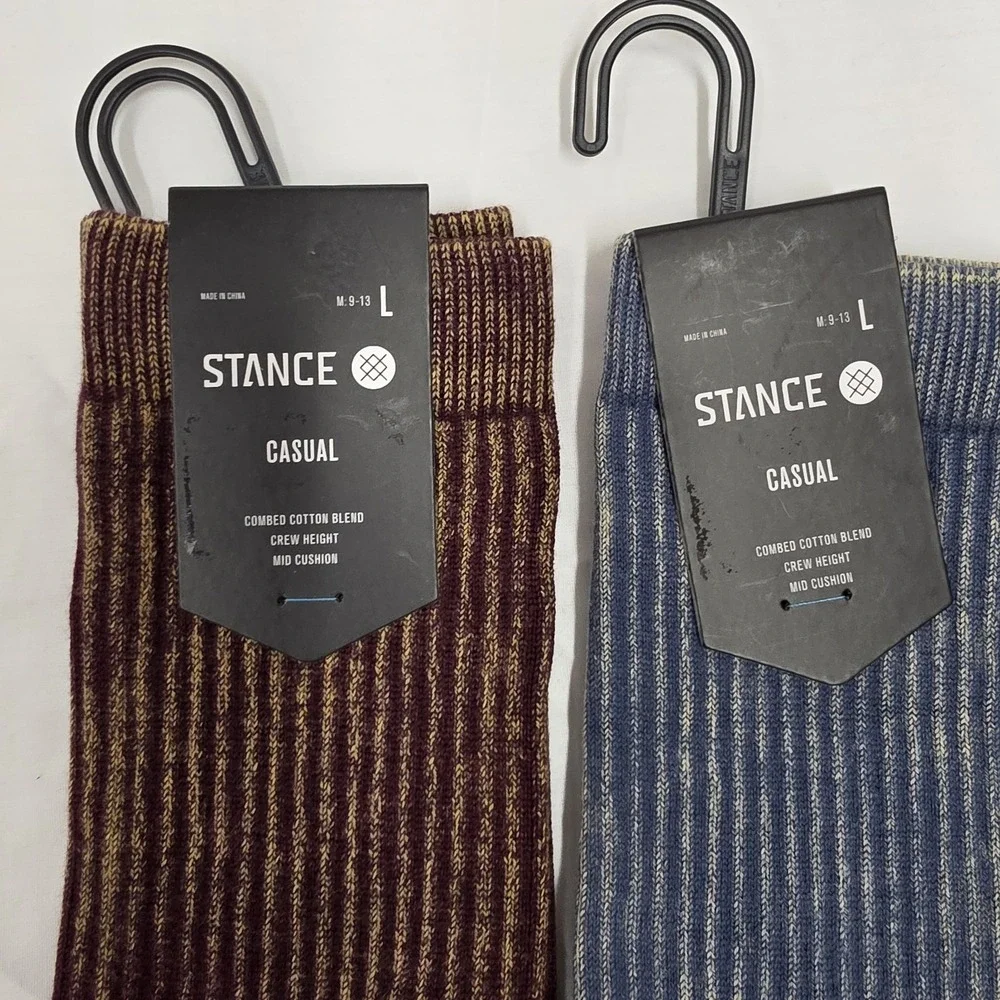3 PACK Stance Combed Cotton Casual Socks Mid-Cushion Crew Height LARGE (9-13)